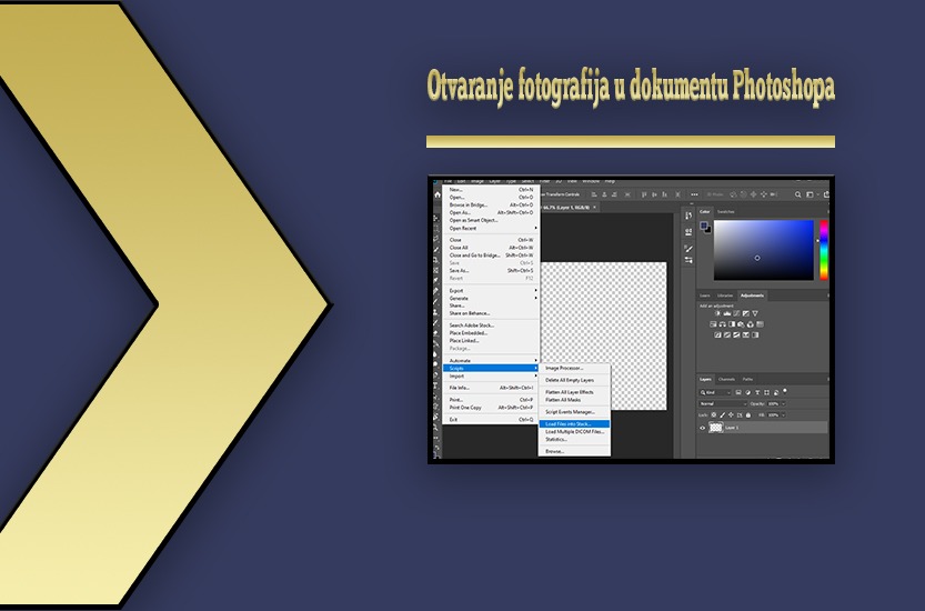 Otvaranje fotografija u dokumentu Photoshopa